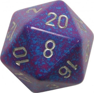 Chessex 34mm Large 20-Sided D20 Speckled Dice - Silver Tetra (XS2004)