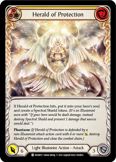 Herald of Protection (Yellow) [MON015-RF] 1st Edition Rainbow Foil