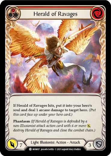 Herald of Ravages (Red) [MON017-RF] 1st Edition Rainbow Foil
