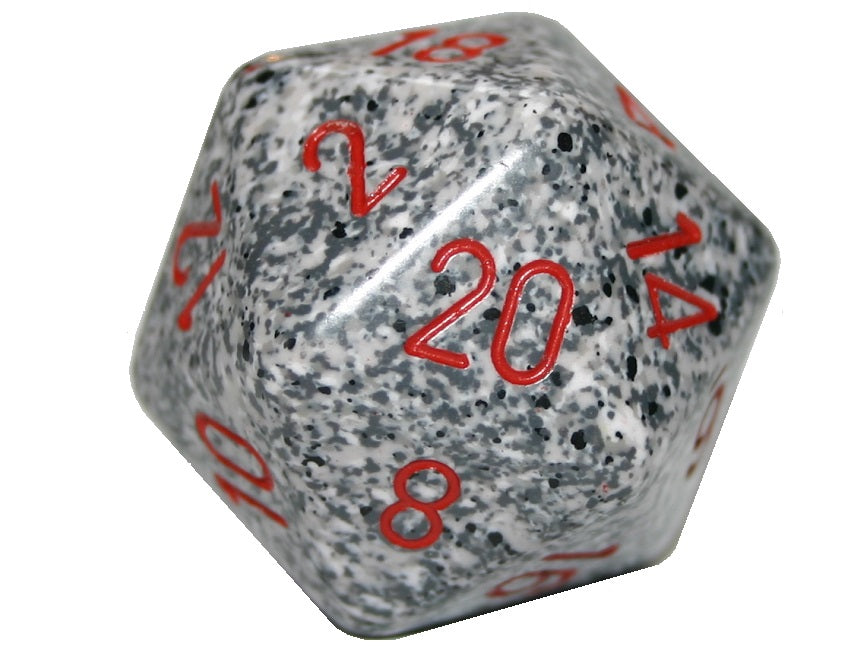 Chessex 34mm Large 20-Sided D20 Speckled Dice - Granite (XS2030)