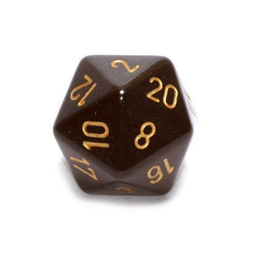 Chessex 34mm Large 20-Sided D20 Opaque Dice - Black/Gold (XQ2028)